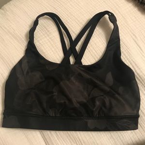 Lululemon energy bra, gray floral pattern